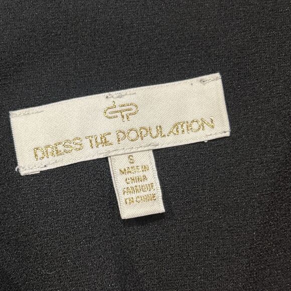 Dress the Population Corey Womens Small Chiffon Fit & Flare Cocktail Black - Picture 6 of 13